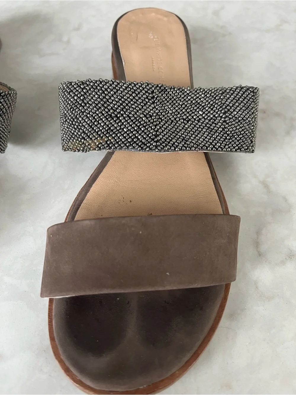 The white company London beaded suede sandals - size 37